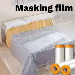 Película protectora de enmascaramiento preadhesada, revestimiento de plástico para carrocería de coche, muebles y protección de pintura de suelo