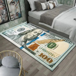 VIKAMA Alfombra creativa con estampado de dólares, alfombra antideslizante para dormitorio, fácil de limpiar, alfombra para sala de juegos, dormitorio, decoración del hogar