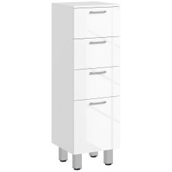 Mueble de Baño Independiente Kleankin - 4 Cajones y Base Elevada, Cómoda para Baño, Sala de Estar o Dormitorio, 30X30X93Cm, Blanco