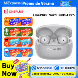Auriculares OnePlus Nord Buds 4 Pro (versión global) con cancelación activa de ruido, 54 horas de autonomía y Bluetooth 6.0