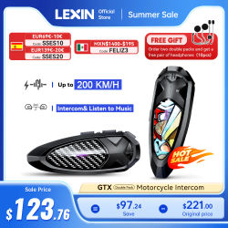 Lexin GTX intercomunicador Bluetooth para casco de motocicleta auriculares soporte intercomunicador y escucha música en una sola vez10 conductores 2000m