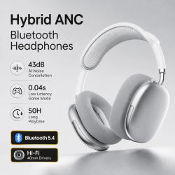 Auriculares Bluetooth ANC Inalámbricos Over-Ear con Cancelación de Ruido de 43dB, Sonido HiFi Estéreo, 50H de Reproducción, Bluetooth 5.4, Cable AUX