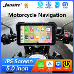 Navegación para motocicleta de 5 pulgadas, CarPlay inalámbrico, Android Auto, Bluetooth Dual, pantalla impermeable IPX7, Monitor para Moto, compatible con TPMS