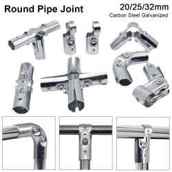Junta de tubo galvanizada de acero al carbono duradera, redonda, 20/25/32mm, soporte de varilla, conector de tubo, herrajes para muebles, 1 Uds.