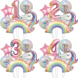 Globo de aluminio de unicornio arcoíris, globo con número degradado de 32 pulgadas, suministros para fiesta de unicornio, decoración para fiesta de cumpleaños, Baby Shower