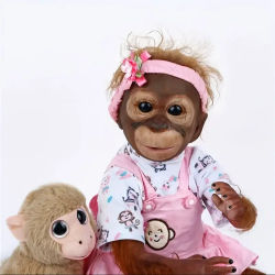 Muñecas Reborn Realistas de 21 Pulgadas Hechas a Mano, Bebé Mono Orangután Recién Nacido, Muñecas de Vinilo de Silicona con Cuerpo Ponderado, Bebés que Parecen Reales