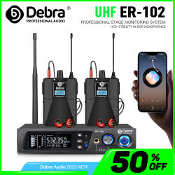 Sistema inalámbrico de Monitor intrauditivo Debra ER102 UHF con múltiples transmisores profesionales para conciertos pequeños y cine en casa.