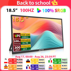 HGFRTEE Monitor portátil de 18,5 pulgadas y 100Hz con soporte de orificio VESA, pantalla extendida para juegos de PC, ADS-IPS, soporte de pantalla grande tipo C HDMI