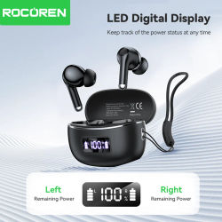 Rocoren Echo R02 auriculares intrauditivos digitales inalámbricos con Bluetooth 5,4 cancelación de ruido con micrófono sonido estéreo de graves