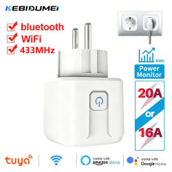 KEBIDUMEI Enchufe Inteligente WiFi Tuya 433MHz Enchufe Europeo Control Remoto 16/20A Monitor de Energía Smart Life Home Google Assistant Alexa
