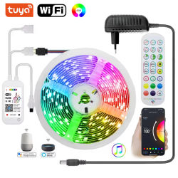 Iluminación inteligente para habitación, decoración de sala de estar, tiras de luces LED, sincronización de música por Bluetooth, tiras de luces LED RGB, Alexa Wifi