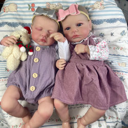 Muñecas encantadoras de 50CM para bebés recién nacidos, LouLou Twins Girl, vinilo de silicona realista, piel 3D para recién nacidos, juguete hecho a mano, regalo de Navidad