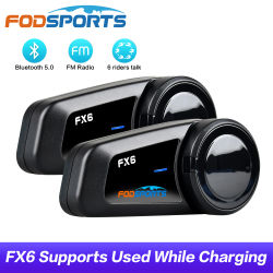 Fodsports FX6 intercomunicador para casco de motocicleta 6 conductor inalámbrico Bluetooth 5,0 auriculares Intercomunicador impermeable casco intercomunicador