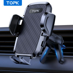 TOPK Soporte para teléfono para automóvil Soporte universal para teléfono para automóvil con clip de gancho Soporte para automóvil para ventilación de aire 360 ° Rotación para Móviles