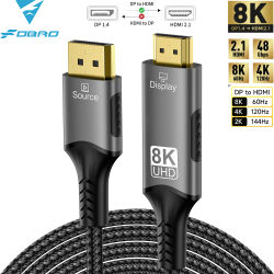 Cable Compatible con DisplayPort a HDMI, convertidor DP1.4 a HDMI 2,1, 8K @ 60Hz, 4K @ 120Hz, HDR para escritorio, portátil, PC, TV, Monitor, proyector