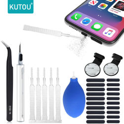 KUTOU Kit de limpieza de teléfono móvil tipo C con tapón antipolvo para teléfonos iPhone Samsung Huwei juego de cepillos de limpieza a prueba de polvo limpiador de iphone