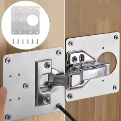 Placa de Reparación para Bisagras de Gabinete de Acero Inoxidable, Placa de Montaje para Bisagras de Puerta con Tornillos, Accesorios de Ferretería para Muebles