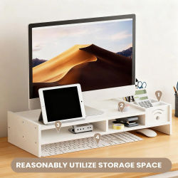 Soporte de Monitor para escritorio, estante ergonómico de 2 niveles, elevador de Monitor de altura de 4,3 pulgadas, organizador de almacenamiento para el hogar, portátil, PC, TV, mesa de trabajo,