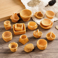 Mini cesta de mimbre simulada, modelo DIY, casa de muñecas creativa, tienda de postres, comida, adornos vegetales, artesanía, decoración de cocina, 1 ud.