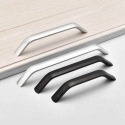 Manijas semicirculares para muebles de cocina, manijas de aluminio modernas para cajones, herrajes, color negro y plateado
