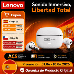 Auriculares Inalámbricos Lenovo LE208 con Cancelación de Ruido ENC, Micrófono, Bluetooth V6.0, Auriculares HIFI con Sonido de Alta Fidelidad, Llamadas HD con Micrófono