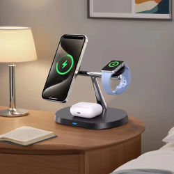 Base de Carga Inalámbrica Magnética 3 en 1 de 30W, Estación de Carga Rápida para iPhone 14/15/16/17 Pro Max, Apple Watch 8 7 6, Airpods Pro