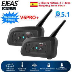 EJEAS V6 PRO+ Intercomunicador para Motocicleta, Auriculares Bluetooth 5.1, Comunicador de 800m, Reducción de Ruido CVC, Resistente al Agua IP67