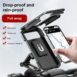 Impermeable 360 ° Soporte de teléfono giratorio para motocicleta/bicicleta – Soporte GPS universal ajustable para teléfonos móviles y aplicaciones de navegación