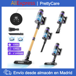 PrettyCare-aspiradora inalámbrica V900, aspiradora de mano con potencia de succión de 530W y 52000PA, batería extraíble de 62 minutos