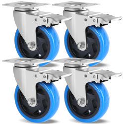 Juego de 4 ruedas giratorias de 100 mm con freno, ruedas resistentes, capacidad de carga 600 kg, sin rastros ni ruedas silenciosas para muebles