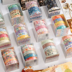 5 rollos de cinta Washi de flores temporada poesía planta estrella cinta adhesiva suministros decorativos planificador diario suministros DIY álbum de recortes