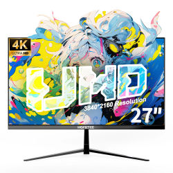 Monitor HGFRTEE 4K UHD de 27 Pulgadas, Pantalla IPS 3840x2160, 10 Bits 99% sRGB, Cuidado de la Vista, Pantalla de Oficina, HDMI DP, Monitor Externo para Laptop y PC