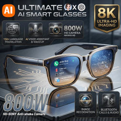 Gafas Inteligentes con IA 2026 para Hombre y Mujer, Cámara HD 4K de 8MP, Traducción a Más de 150 Idiomas, Activación por Voz con IA, Música Bluetooth, Audio, Gafas de Sol