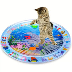 Alfombra de Agua Sensorial para Mascotas, Alfombra de Agua Inflable Gruesa con Diseño de Mar y Océano para Gatos, Suministros para Mascotas, Alfombra Refrescante y de Limpieza, Accesorios para Gatos