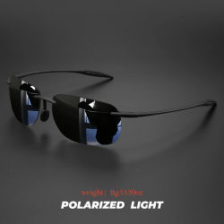 Gafas de sol polarizadas sin marco TR90 ultraligeras de 11 g: ajuste flexible y cómodo, forma cuadrada para conducir, pescar, al aire libre