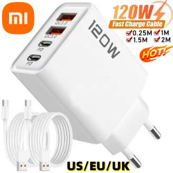 Xiaomi 120W 4 puertos USB tipo C cargador Cable de datos de carga rápida adaptador de cargador de teléfono USB para Samsung iPhone Huawei cargador de pared
