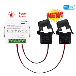 Medidor bidireccional inteligente con abrazadera de energía WiFi, alarma con zumbador para umbral, Monitor de aplicación, exportación, potencia de importación AC110V/240V