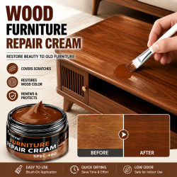 Pasta reparadora de madera, agente de reparación de muebles marrón, para reparar arañazos, grietas y decoloraciones en gabinetes de madera, mesas, sillas, pisos y muebles de oficina