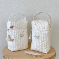 Bolsa de pañales para cochecito portátil, organizador de pañales para bebé acolchado, bolsas de mamá bordadas, accesorios para bebés, bolsa de cambio de almacenamiento