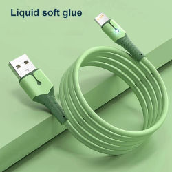 Cable USB de silicona líquida para iPhone 14 Pro 12 11 13 Pro XS Max Xr X 8 AirPods Pro Cable cargador de teléfono LED Cable cargador de datos 2M