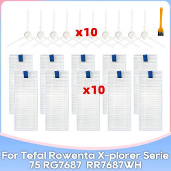 Compatible con repuesto de filtro HEPA y cepillo lateral para aspiradora robot Tefal Rowenta X-plorer serie 20 40 50 75 RG7687 / RR7687WH