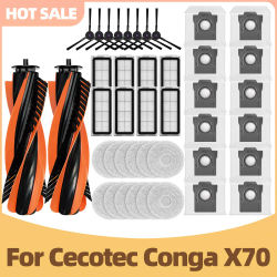 Accesorio Compatible para Cecotec Conga X70 / Deerma X80 Piezas de Aspiradora Cepillo Principal y Lateral Bolsa de Polvo Paño de Mopa Filtro HEPA