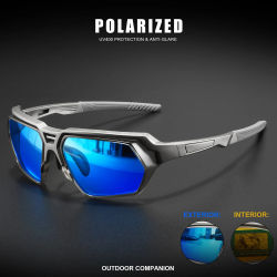 Nuevas Gafas de Sol Polarizadas para Hombre - Lentes con Tinte Amarillo Espejo Azul, Almohadillas Nasales Ajustables, Protección UV400 para Días Soleados y Nublados, Conducción