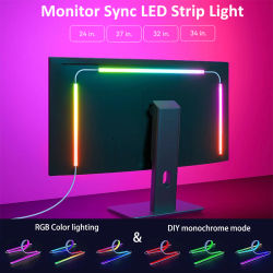 Tira de luces LED RGB con sincronización LED para Monitor de 24-34 pulgadas, retroiluminación alimentada por USB, luces de ambiente para decoración de escritorio de sala de juegos
