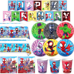 Decoraciones para Fiesta de Cumpleaños de Spidey y Sus Increíbles Amigos, Juego de Vajilla de Superhéroes, Platos, Vasos, Mantel para Niños, Baby Shower