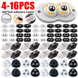 4-16 Uds bola silenciosa autoadhesiva rueda universal 4 cuentas ruedas para muebles rueda de acero inoxidable 360 ° Polea de rotación