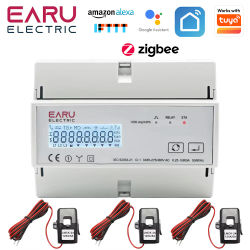 ZigBee-Medidor de energía bidireccional trifásico, Monitor de KWh, 3x110/190V o 230/400VAC, con 3 piezas, transformador de tipo dividido CT