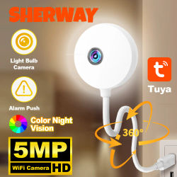 Tuya-Mini cámara WiFi de 5MP para interiores, cámara de seguridad 2K para Monitor de bebé, enchufe USB inalámbrico, vigilancia IP, seguimiento automático AI