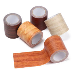 5M/rollo de renovación de muebles, línea de cintura de pared, pegatina de suelo, cinta de reparación de línea de rodapié autoadhesiva de grano de madera, decoración del hogar
