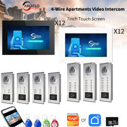 ANJIELO-sistema de videoportero con monitor de 7 pulgadas, 1080P, Tuya, videoportero inteligente para varios hogares, protección de timbre de metal